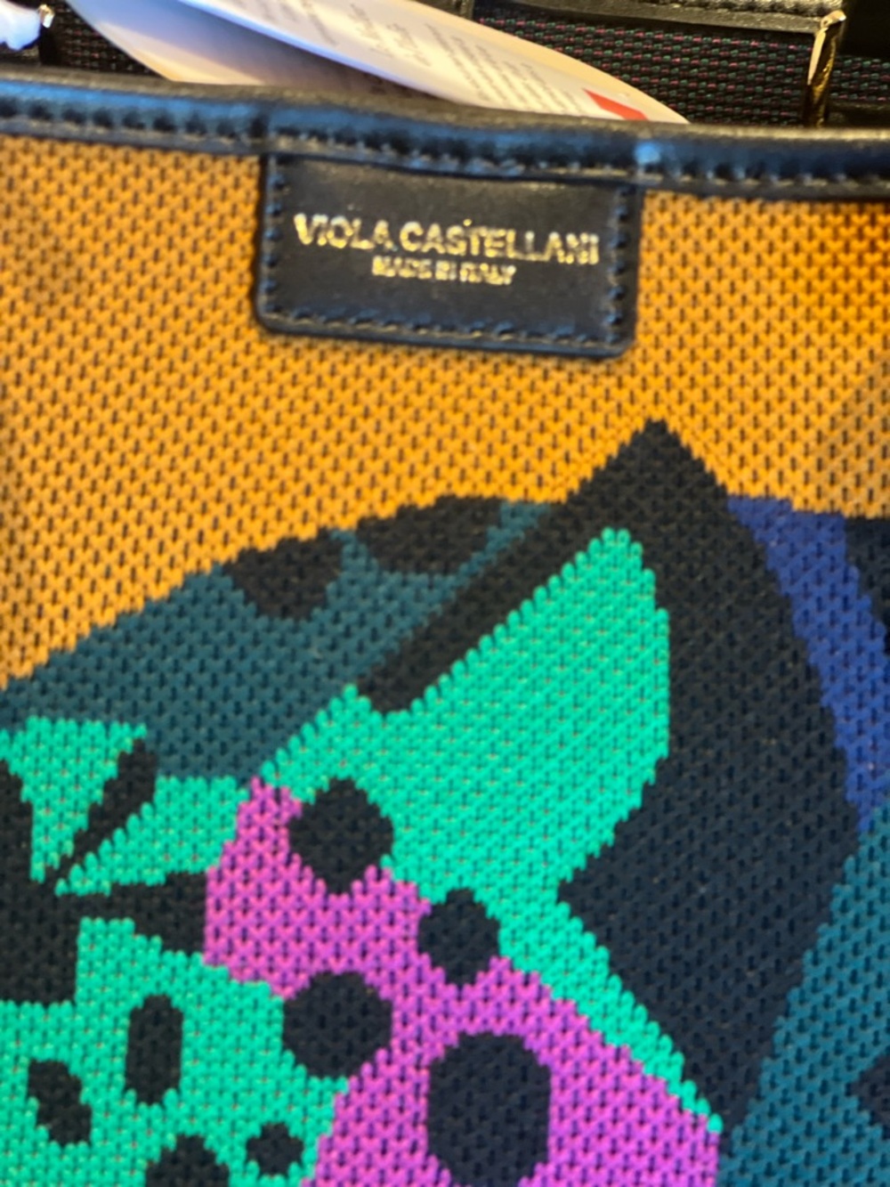 NWT Viola Castellani Atena Crochet Tote Bag Italian Leather Big Cat Leopard 🐆 - Picture 4 of 16